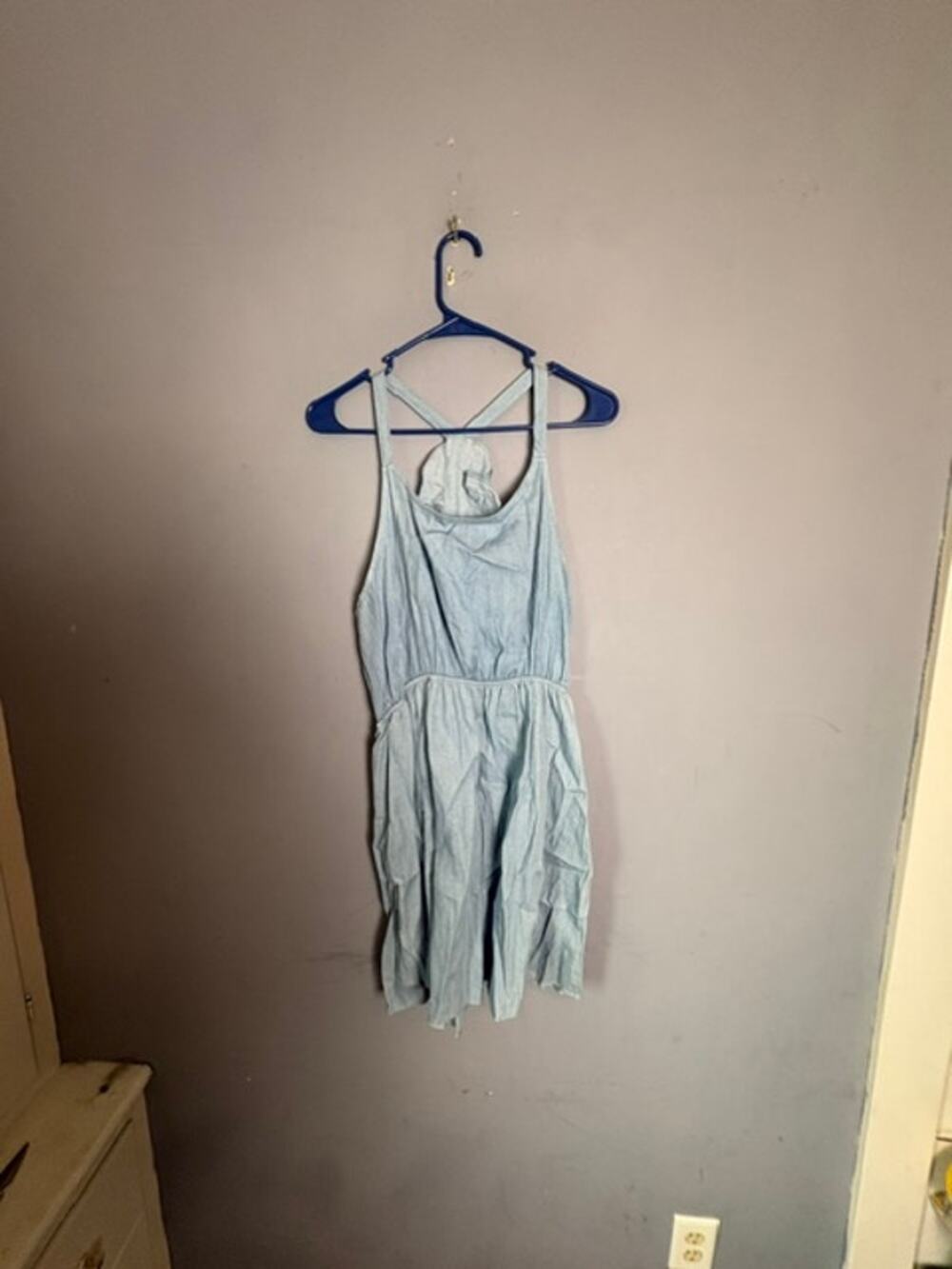 Pomelo Womens Light Blue Cotton Sleeveless Romper Size XL Made USA